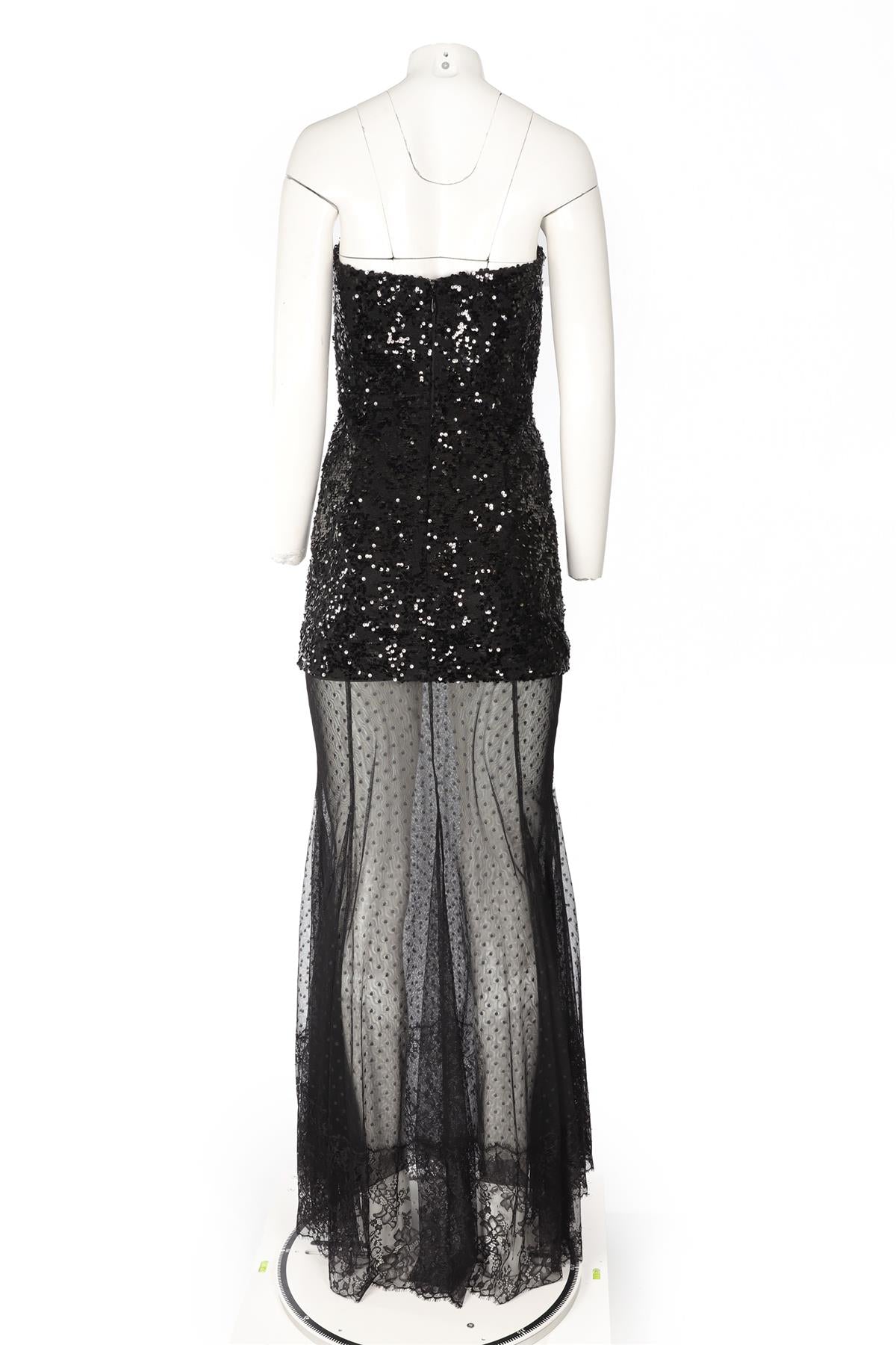 REBECCA VALLANCE BLACK SEQUIN MAXI DRESS UK 6