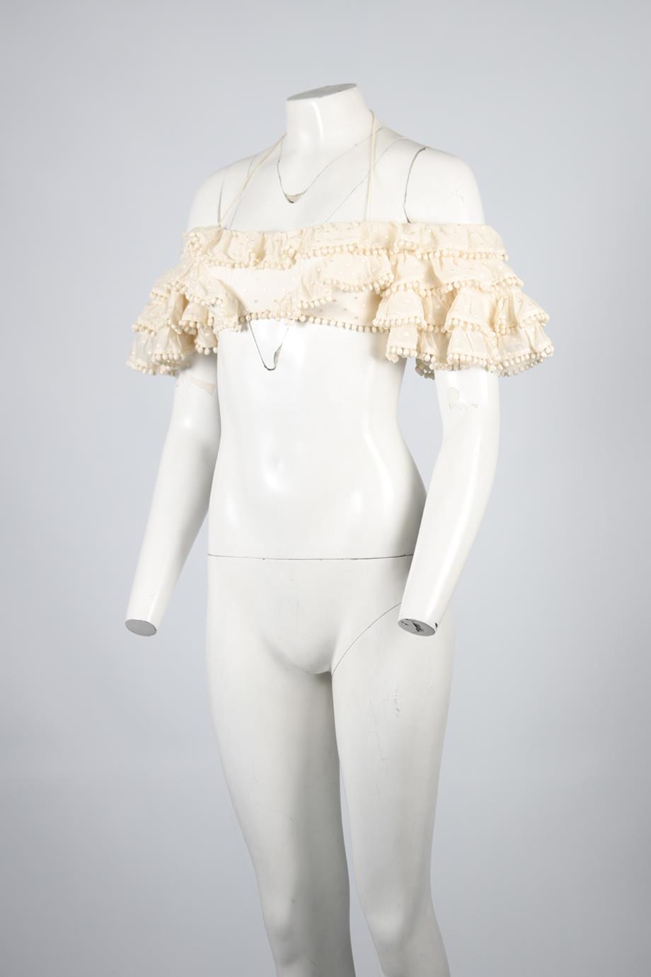 ZIMMERMANN CROPPED COTTON AND SILK BLEND TOP UK 10