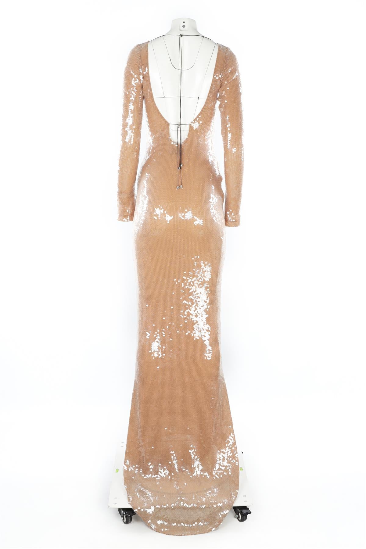 16 ARLINGTON NUDE SEQUIN MAXI DRESS UK 8