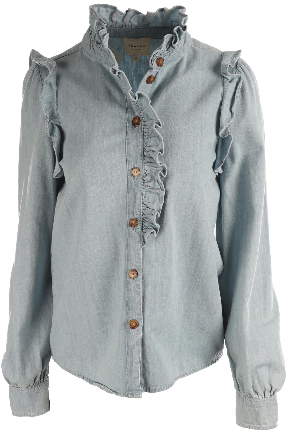 SÉZANE BLUE DENIM SHIRT FR 38 UK 10