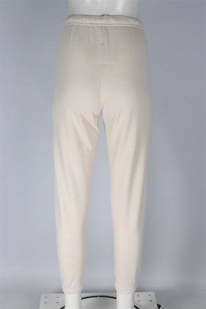 AVIATOR NATION CREAM COTTON TRACK PANTS XSMALL