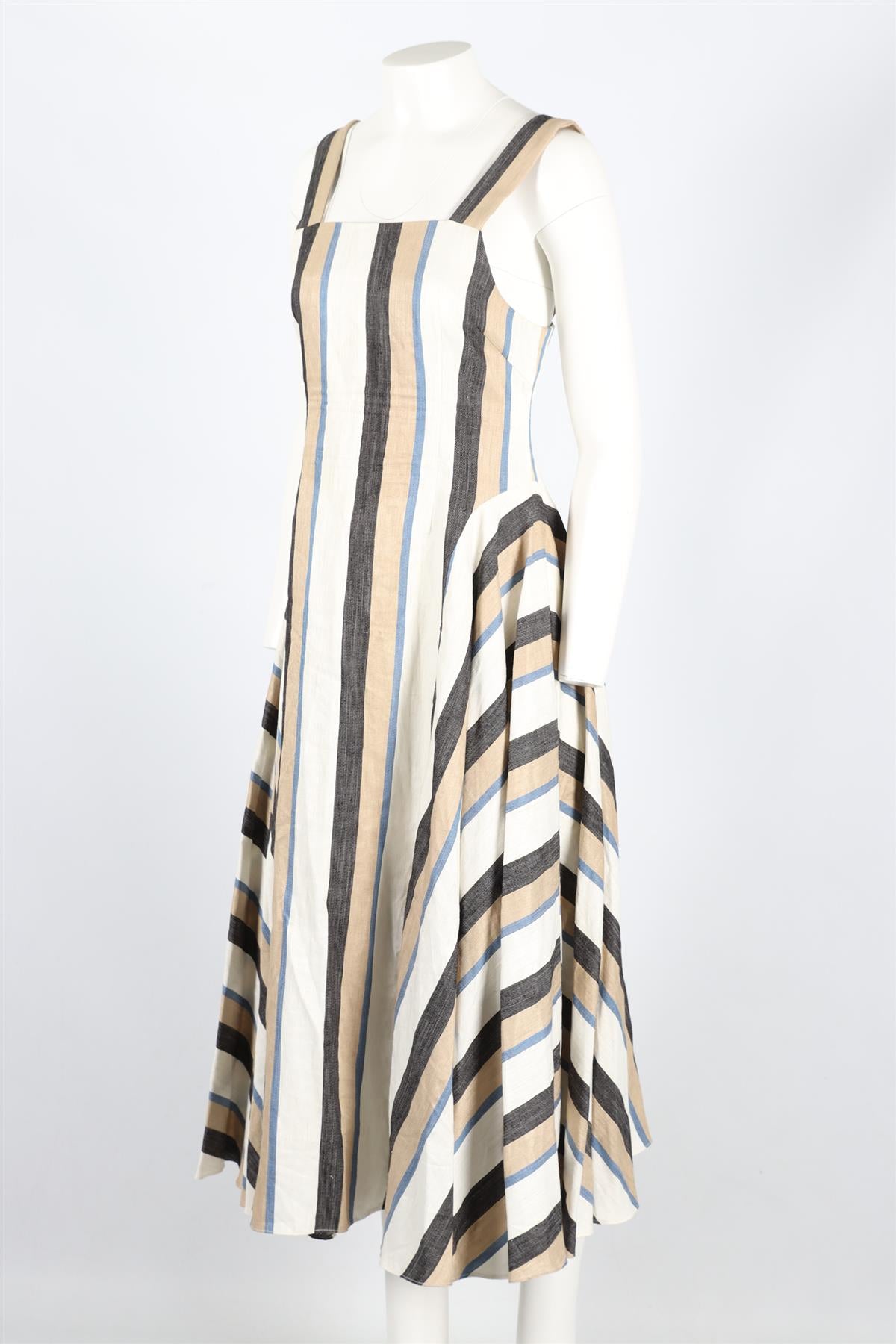 CO MULTICOLOURED STRIPED LINEN MAXI DRESS MEDIUM