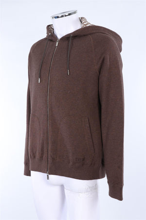 CHRISTIAN DIOR BROWN MEN'S 2021 OBLIQUE COTTON HOODIE XLARGE