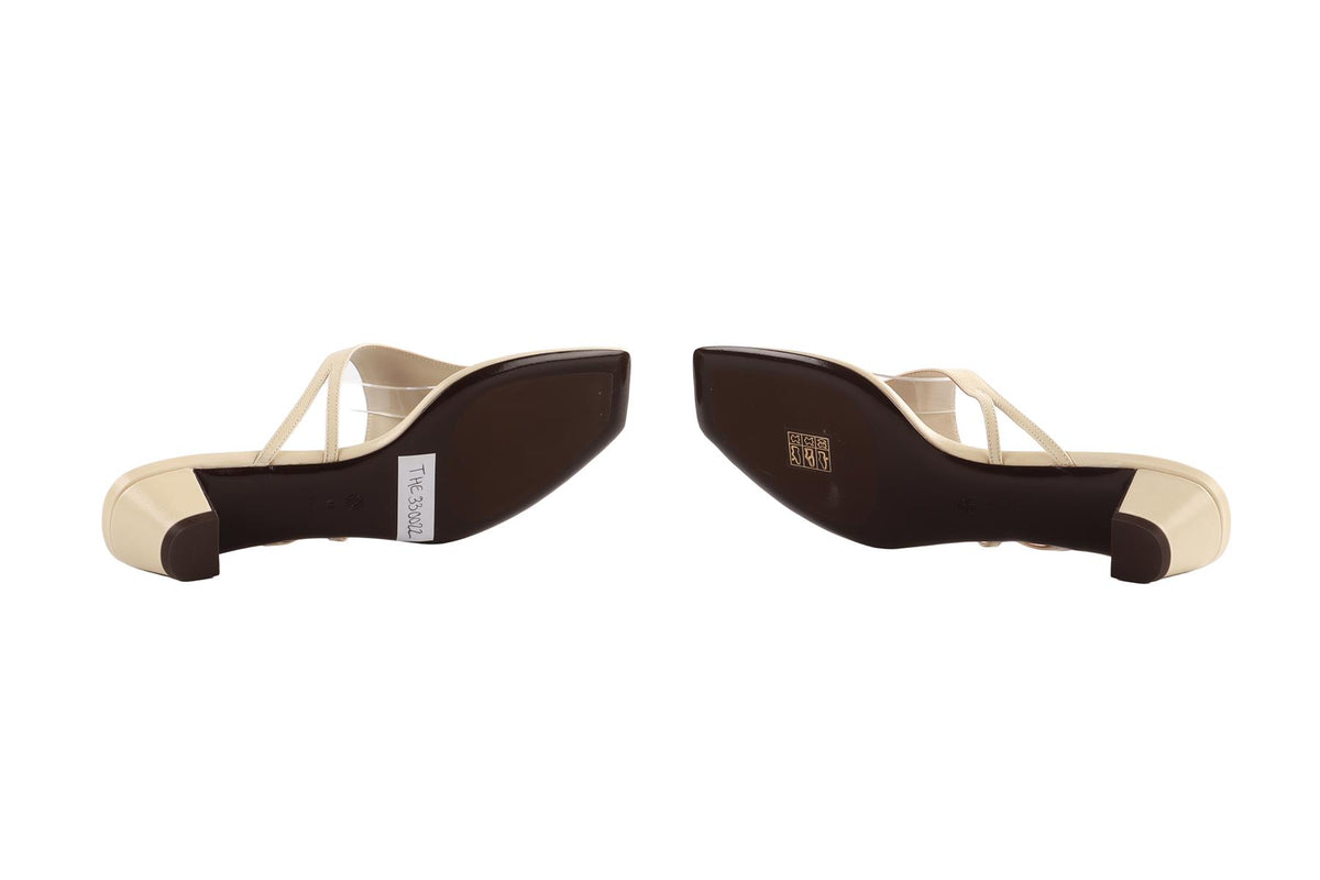 CREAM LEATHER THONG SANDALS