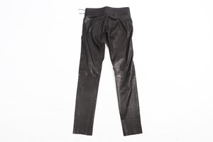 YVES SAINT LAURENT BLACK LEATHER SKINNY PANTS FR 42 UK 14