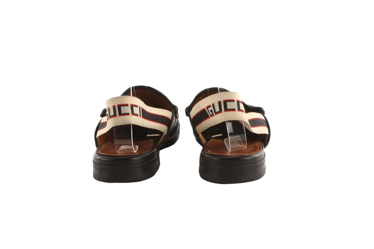 GUCCI BLACK MEN'S HORSEBIT LEATHER SLINGBACK LOAFERS UK 9 EU 43 US 10
