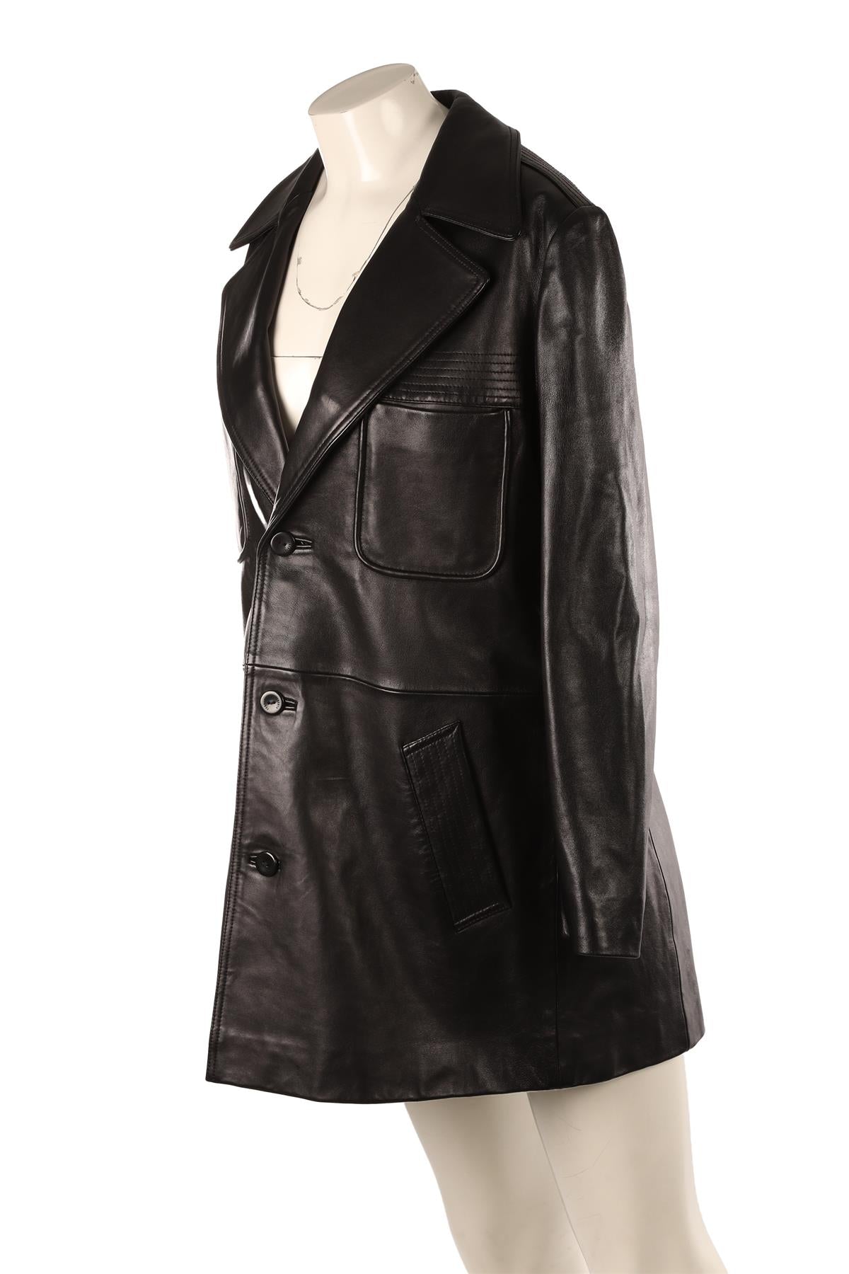 ALBERTA FERRETTI BLACK LEATHER COAT IT 44