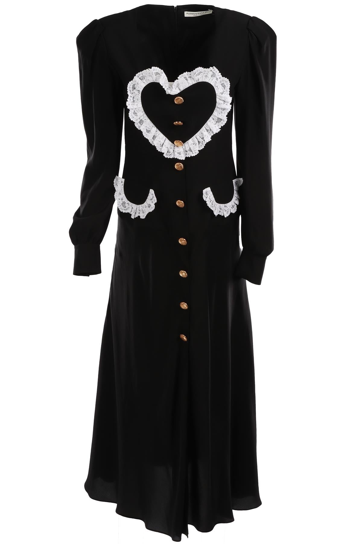 ALESSANDRA RICH BLACK SILK MAXI DRESS IT 42 UK 10