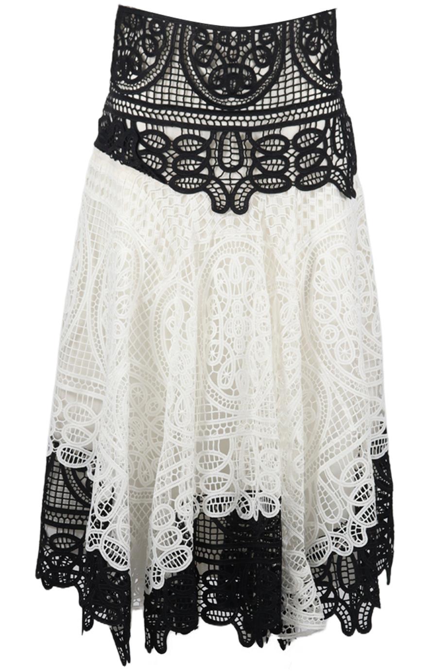COSTARELLOS CROCHET KNIT MIDI SKIRT FR 40 UK 12