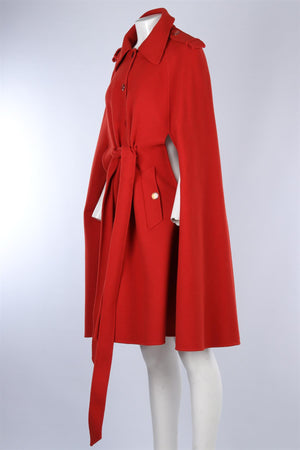 GUCCI RED WOOL CAPE IT 42 UK 10