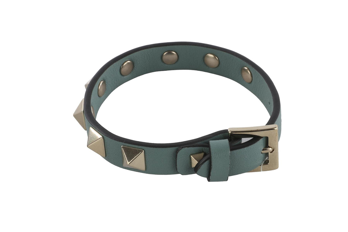 VALENTINO GARAVANI BLUE ROCKSTUD LEATHER BRACELET
