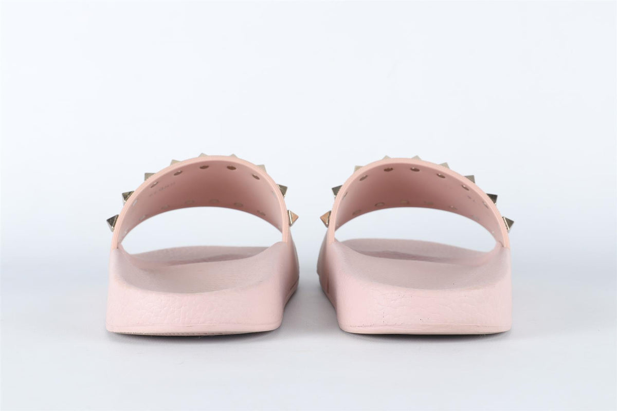 VALENTINO GARAVANI PINK ROCKSTUD RUBBER SLIDES EU 38 UK 5 US 8