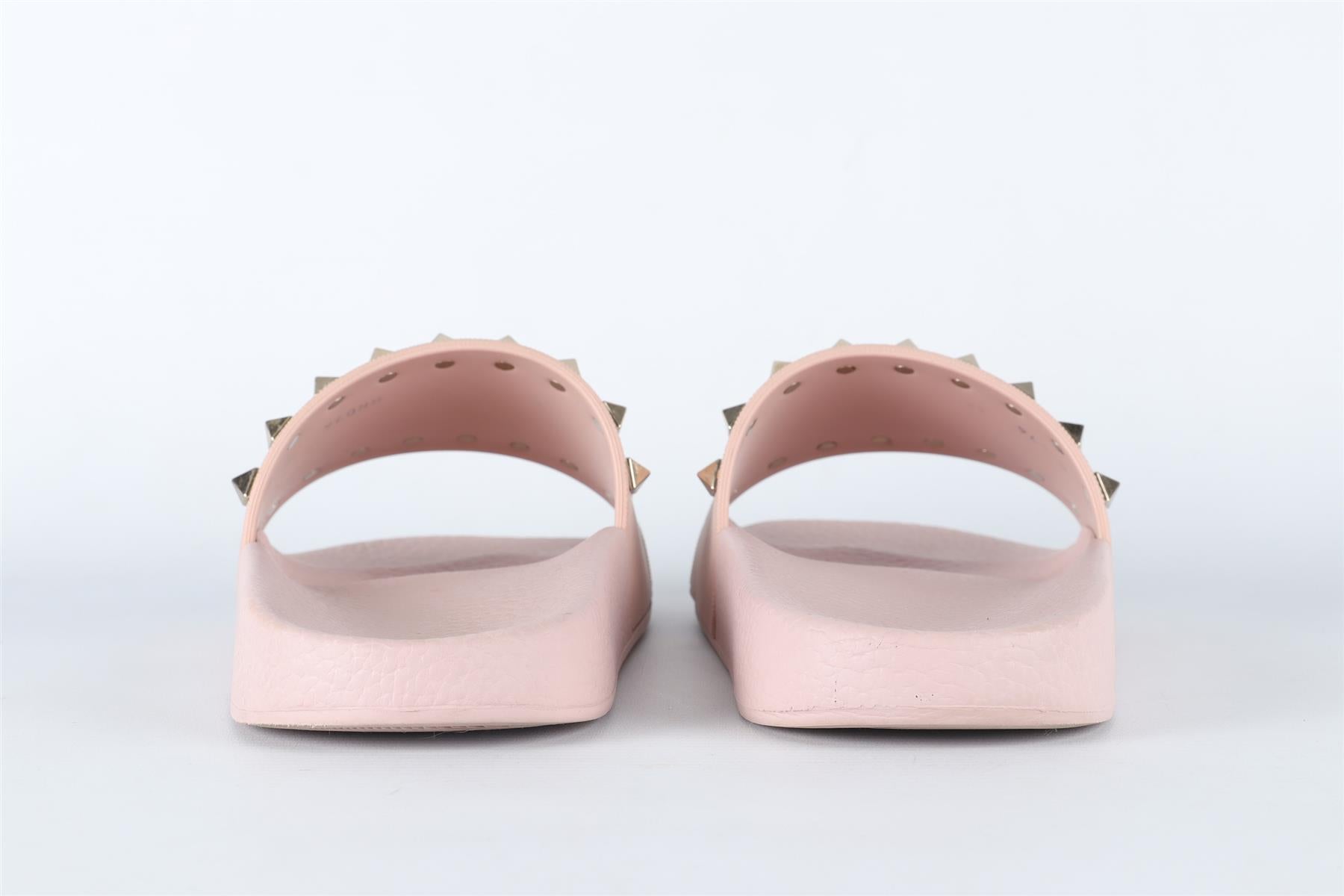 VALENTINO GARAVANI PINK ROCKSTUD RUBBER SLIDES EU 38 UK 5 US 8