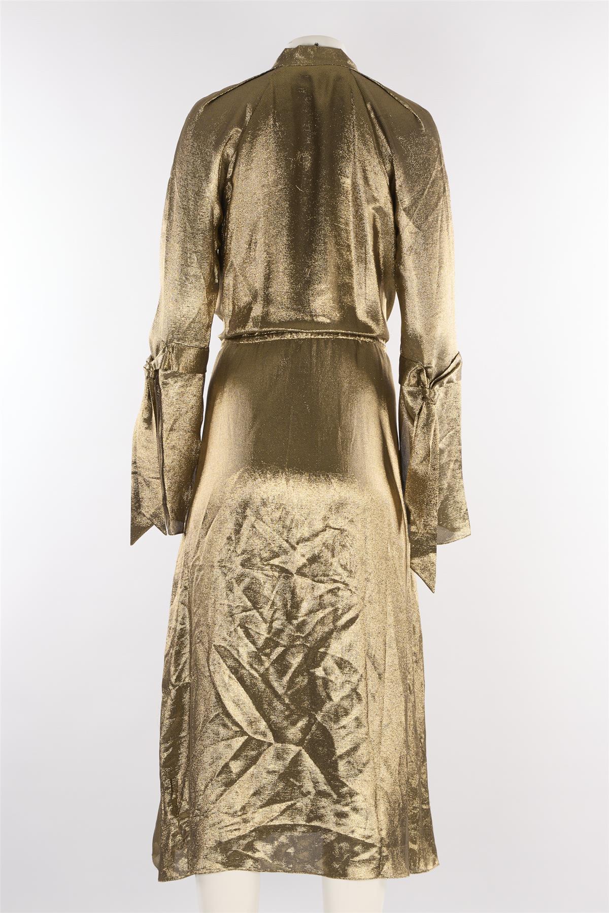 ROLAND MOURET GOLD SILK MAXI DRESS UK 8