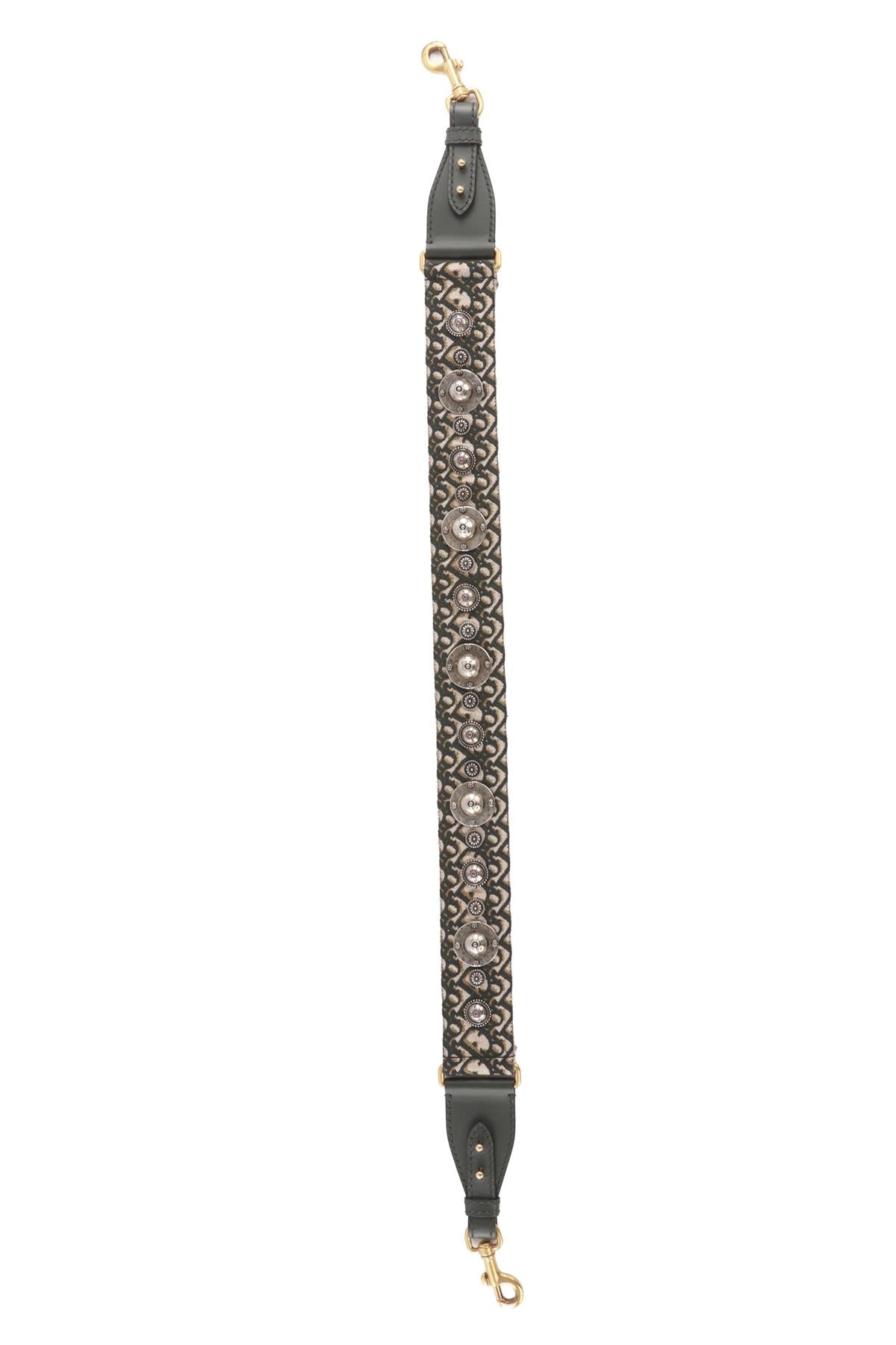 CHRISTIAN DIOR GREEN OBLIQUE CANVAS BAG STRAP
