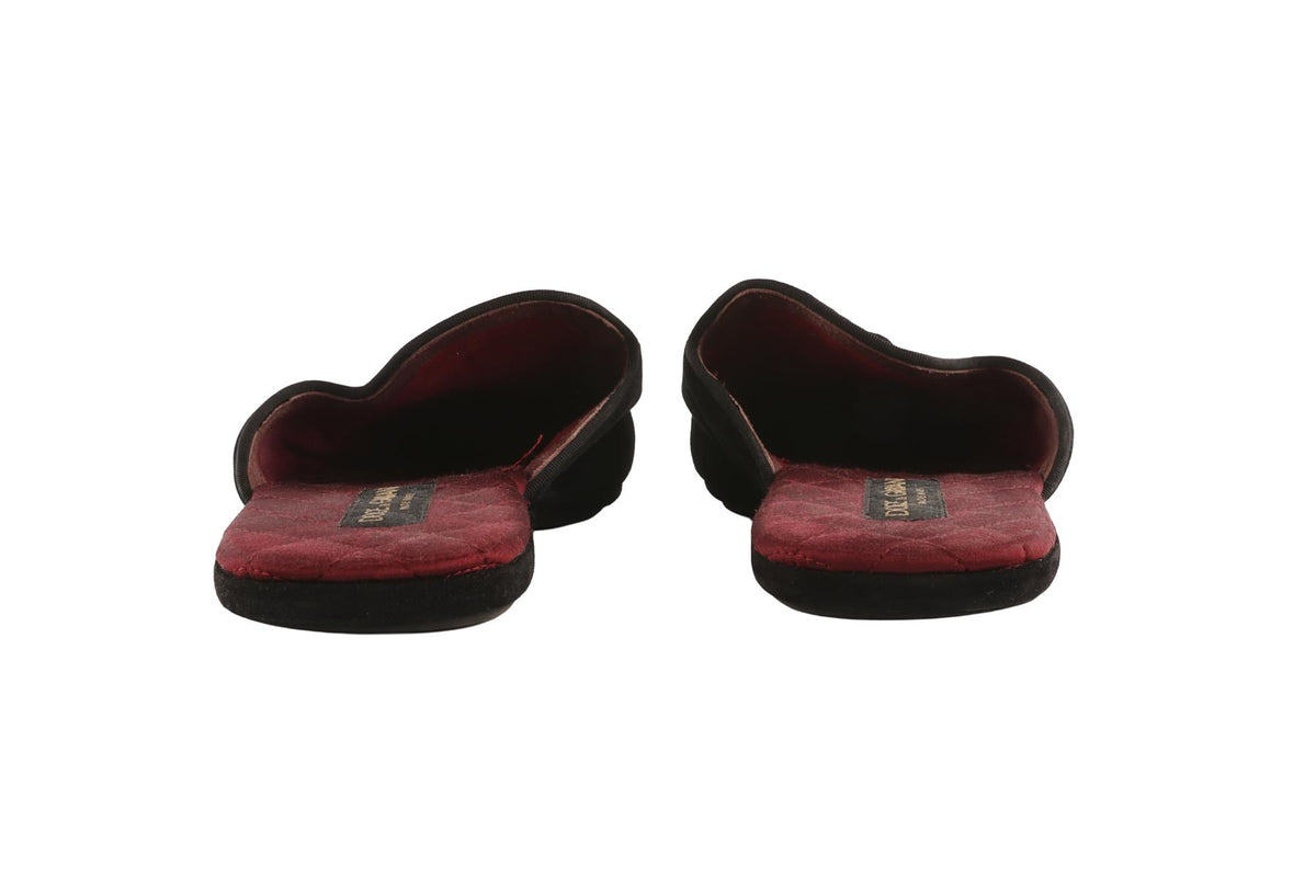 DOLCE & GABBANA BLACK MEN'S VELVET SLIPPERS UK 9 EU 43 US 10
