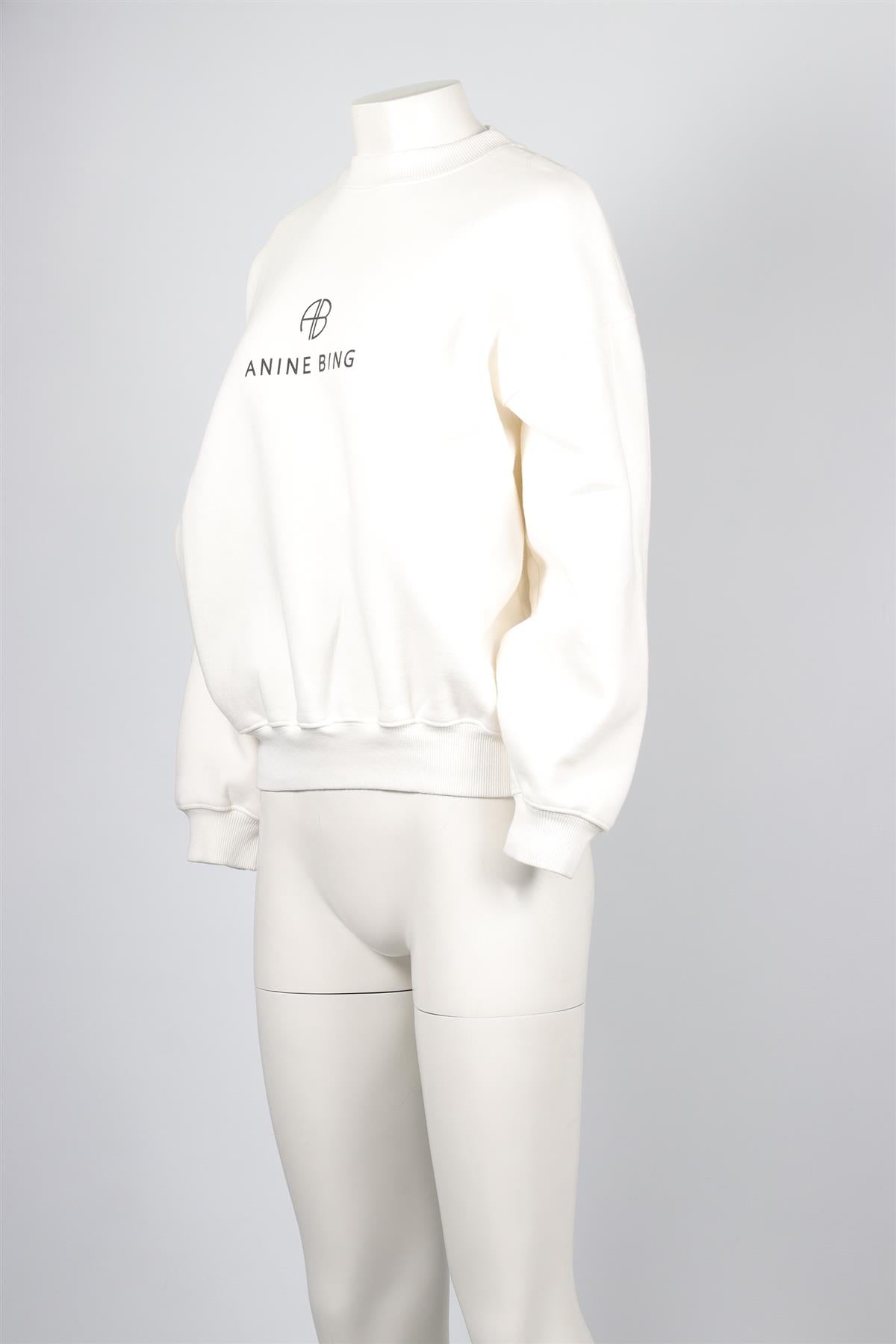 ANINE BING WHITE COTTON SWEATSHIRT XSMALL