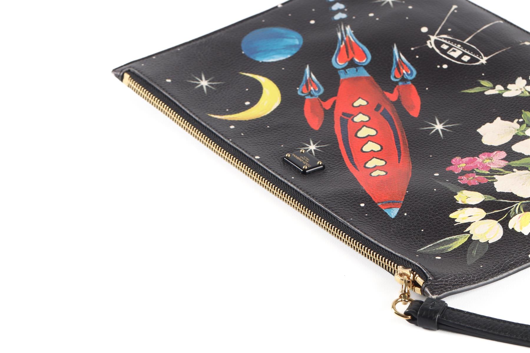 DOLCE & GABANNA BLACK LEATHER CLUTCH