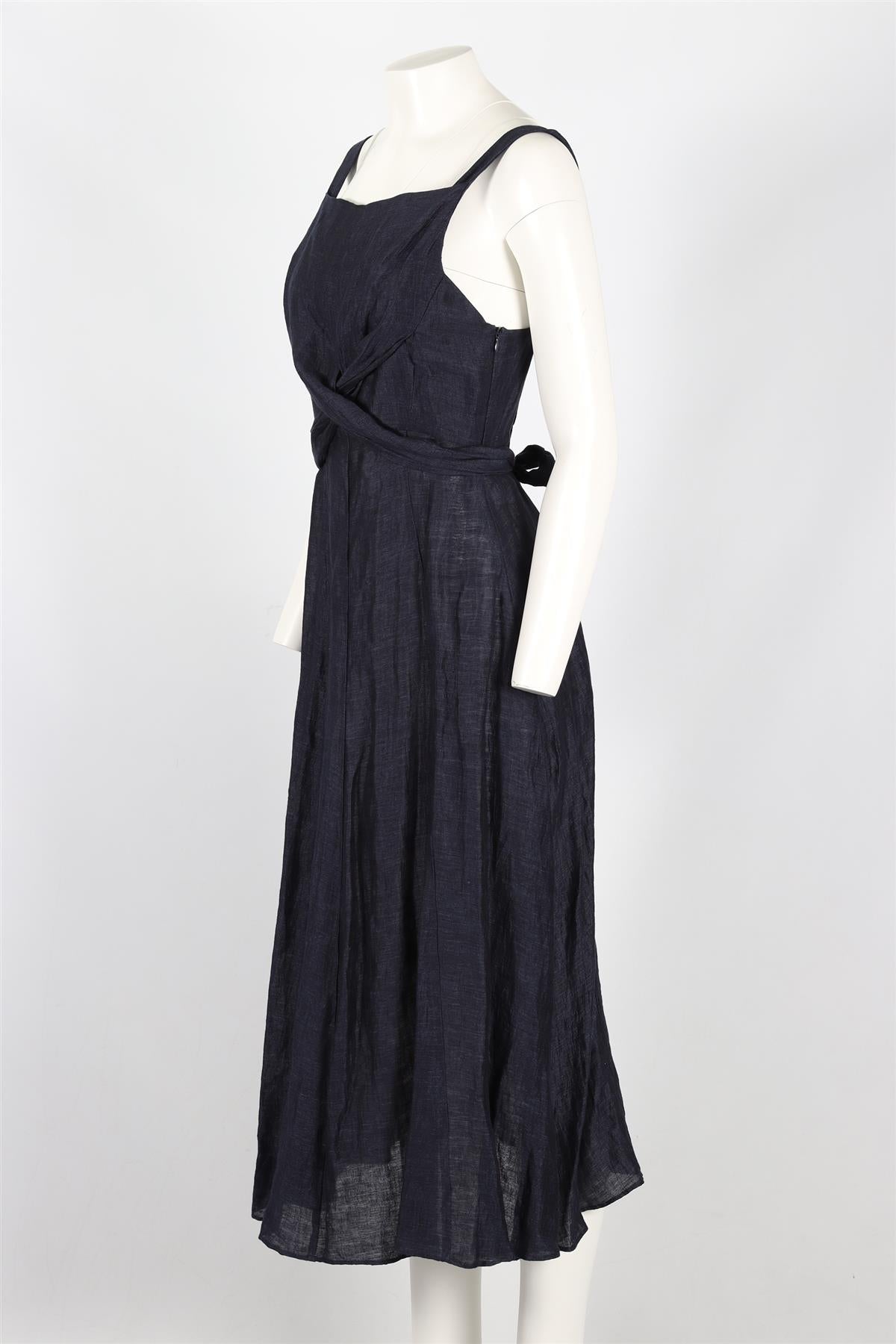 MASSCOB BLUE LINEN MIDI DRESS MEDIUM