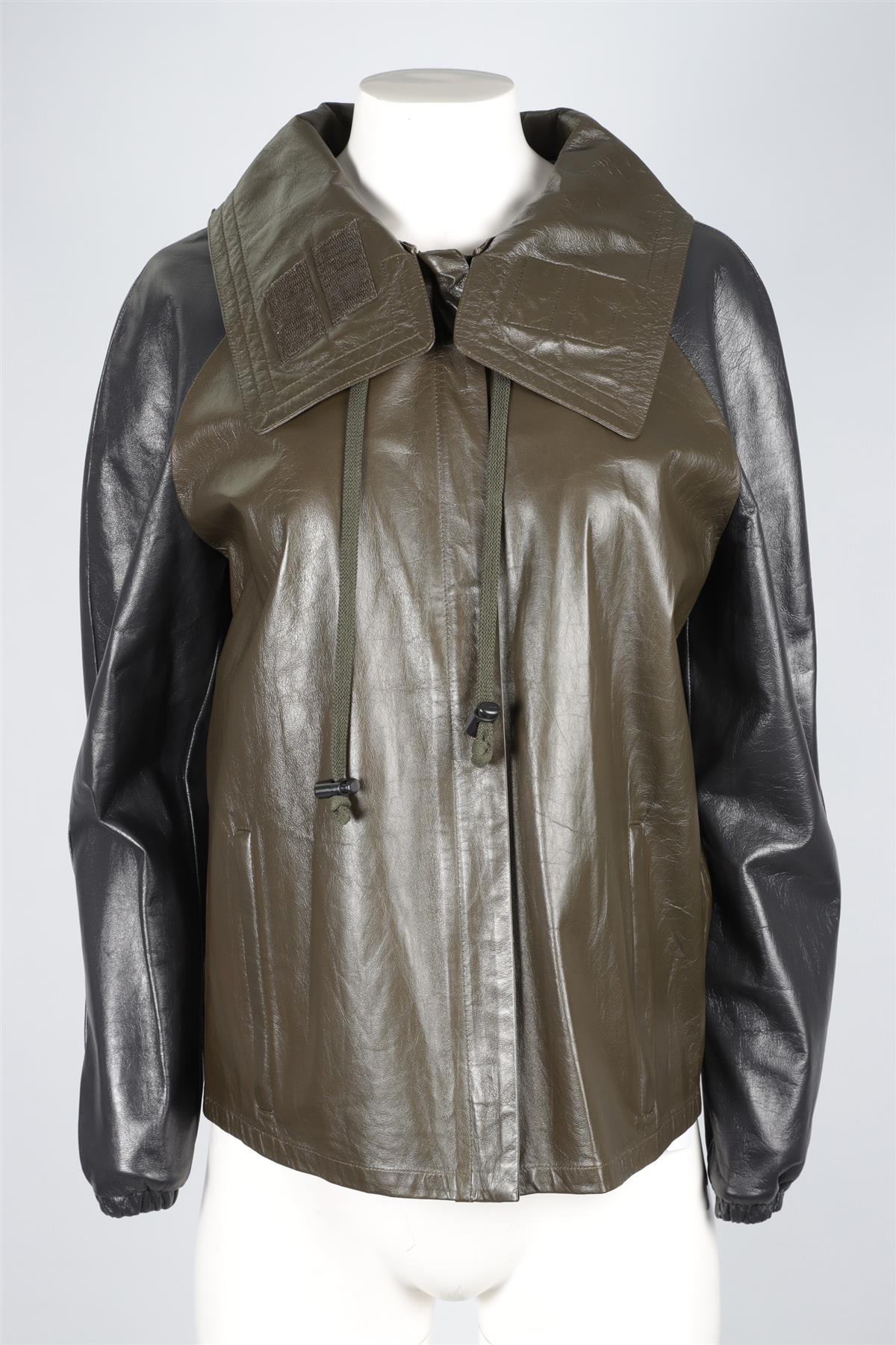 CELINE GREEN LEATHER JACKET FR 38 UK 10