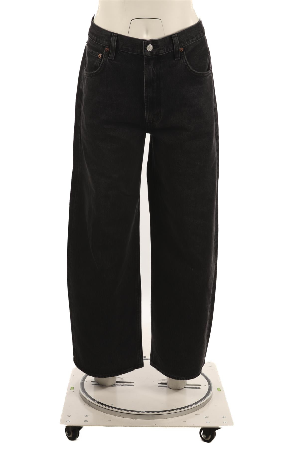 AGOLDE BLACK HIGH RISE WIDE LEG PANTS W30 UK 12
