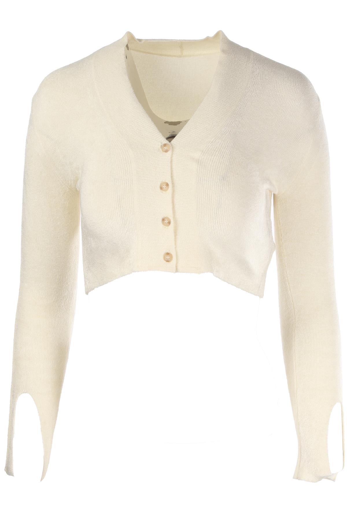 JACQUEMUS CREAM KNIT CARDIGAN FR 36 UK 8
