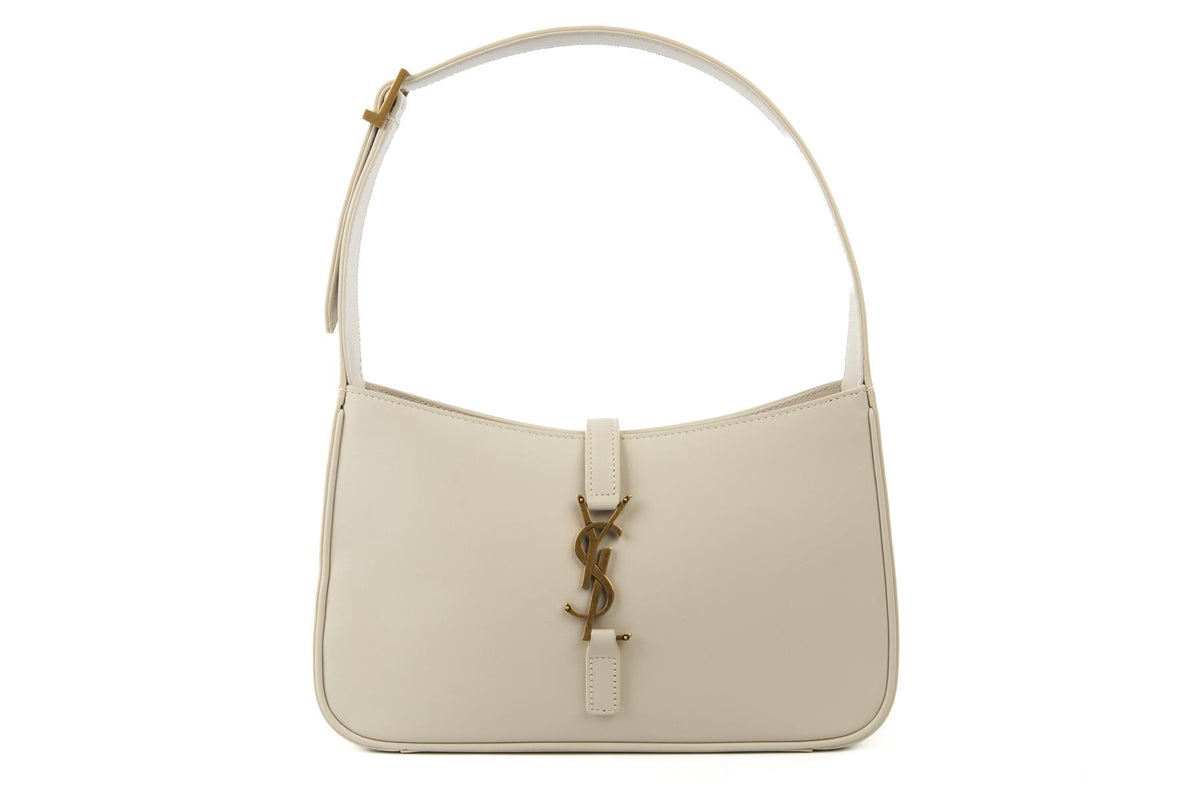 SAINT LAURENT IVORY LE 5 À 7 LEATHER SHOULDER BAG