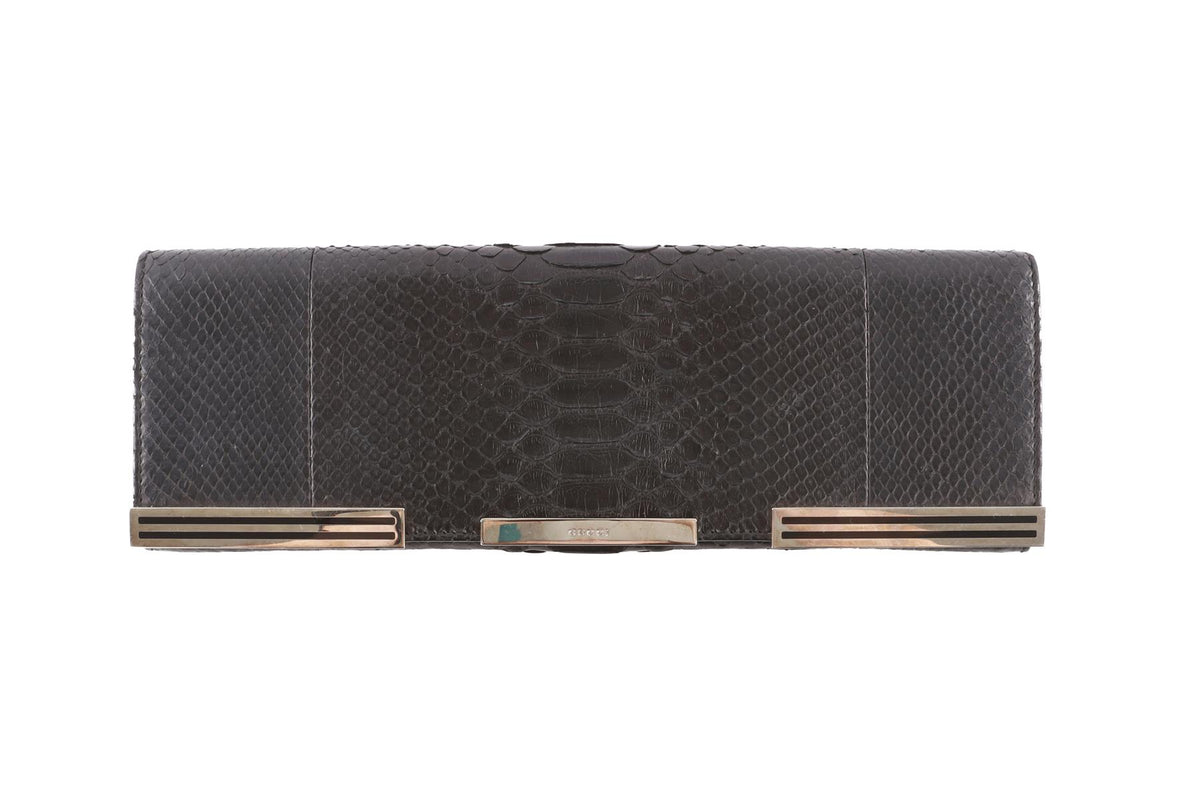 GUCCI BLACK SNAKESKIN CLUTCH