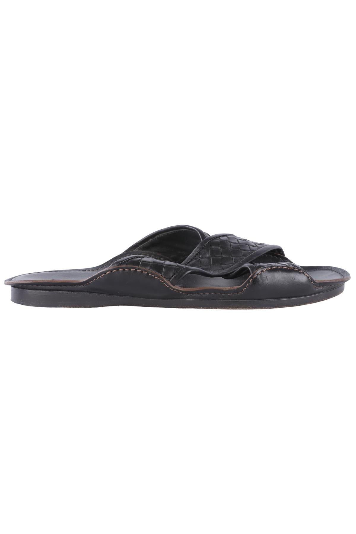 BOTTEGA VENETA BLACK MEN'S INTRECCIATO LEATHER SANDALS EU 42 UK 8 S 9