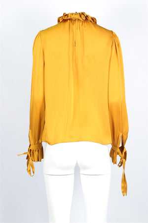 SAINT LAURENT YELLOW SILK TOP FR 38 UK 10