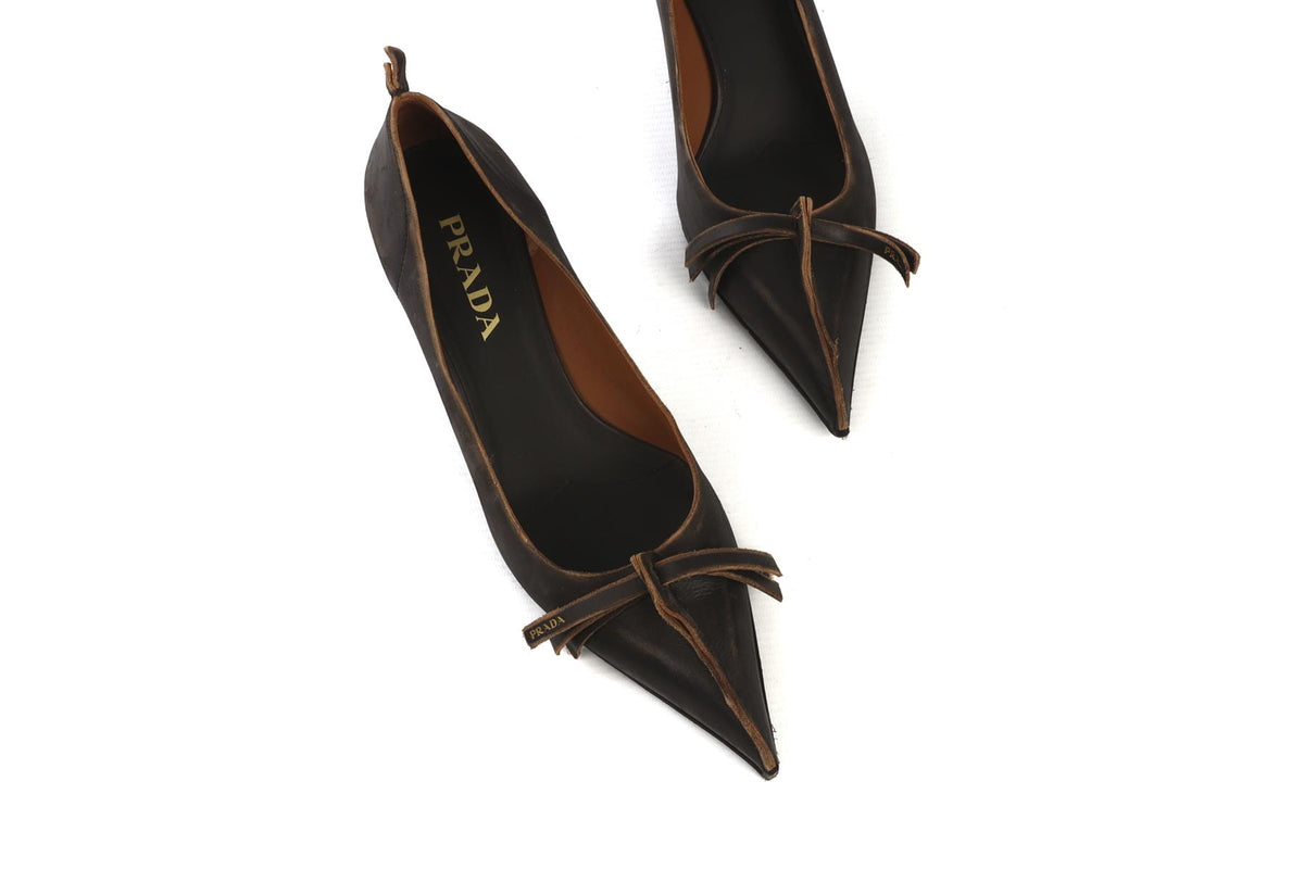 PRADA BLACK 2025 LEATHER PUMPS EU 39 UK 6 US 9