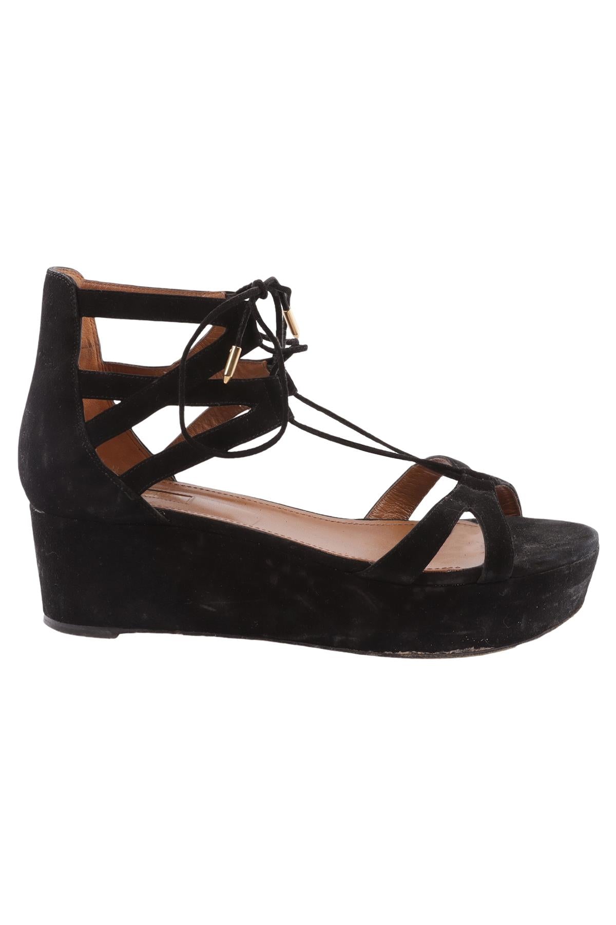 AQUAZURRA BLACK SUEDE WEDGE SANDALS EU 40.5 UK 7.5 US 10.5