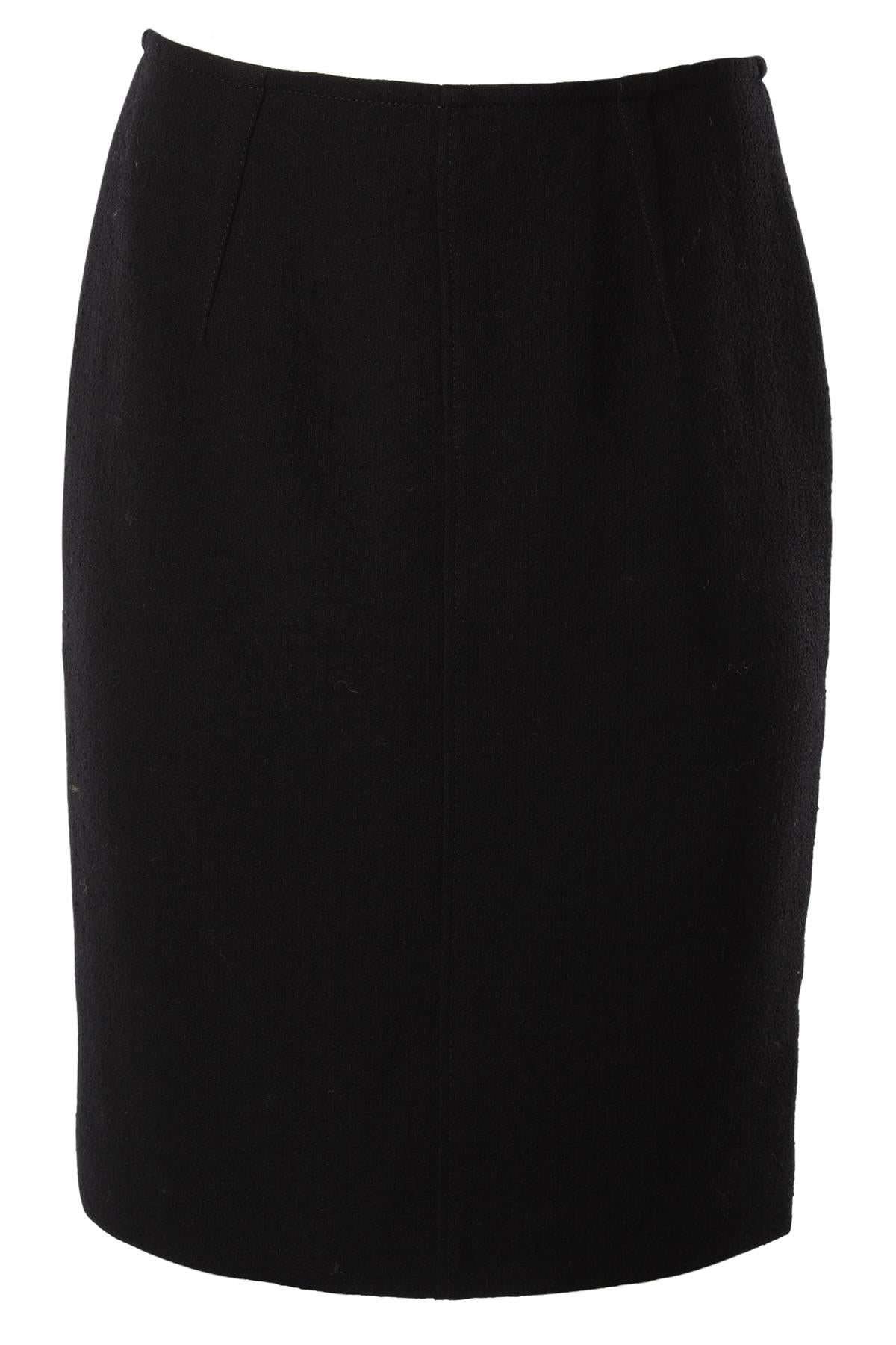 GIAMBATTISTA VALLI BLACK WOOL MIDI SKIRT SMALL