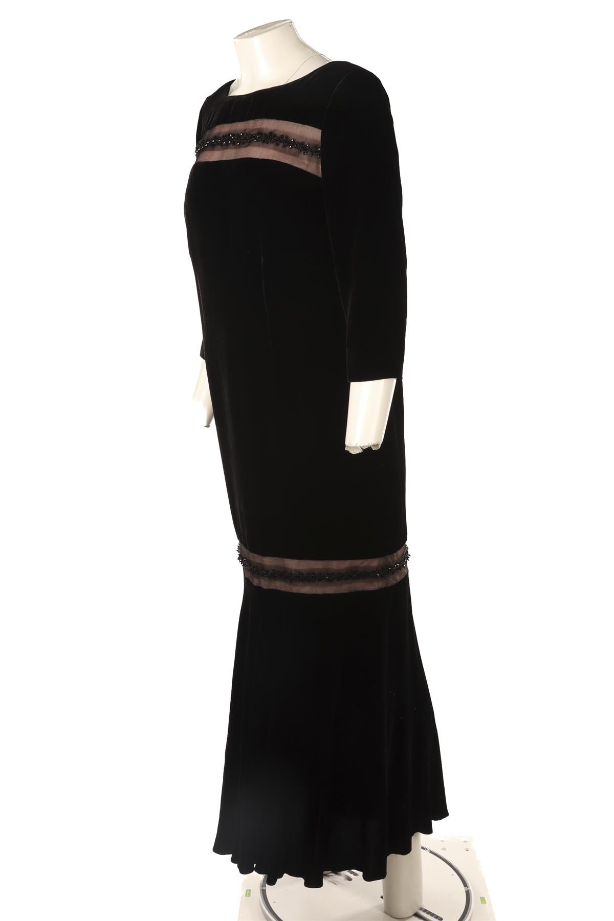 JACQUES AZAGURY BLACK VELVET MAXI DRESS UK 12