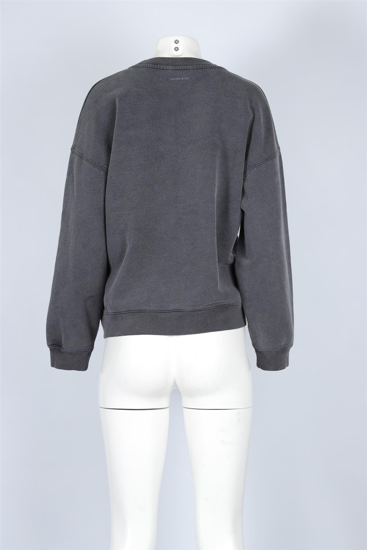 ANINE BING GREY COTTON HEART LOGO SWEATSHIRT MEDIUM