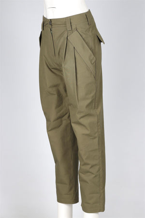 VALENTINO GREEN COTTON TAPERED TROUSERS IT 38 UK 6