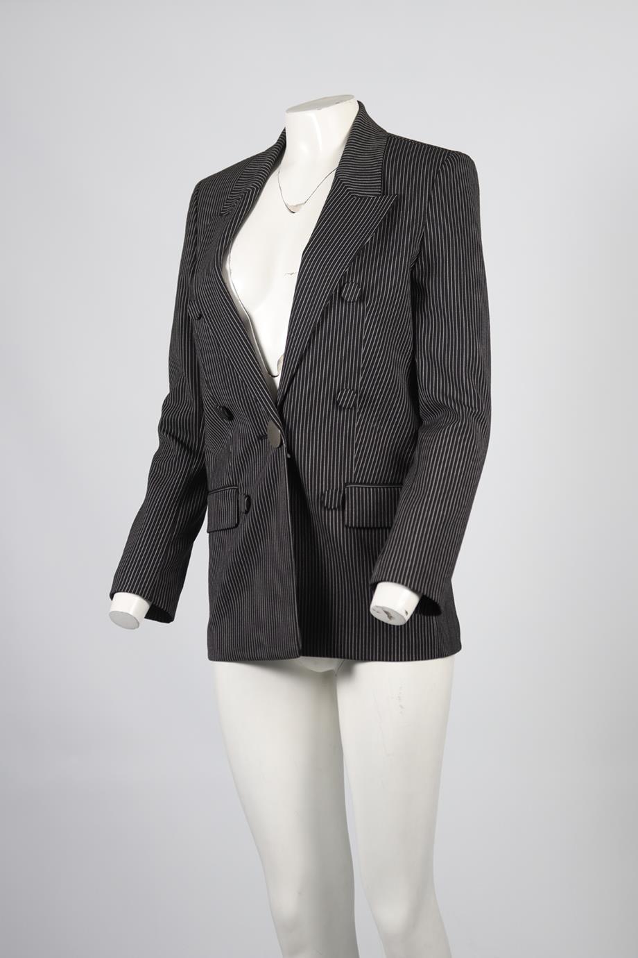 ALEXANDER WANG LEATHER AND WOOL BLEND BLAZER UK 4