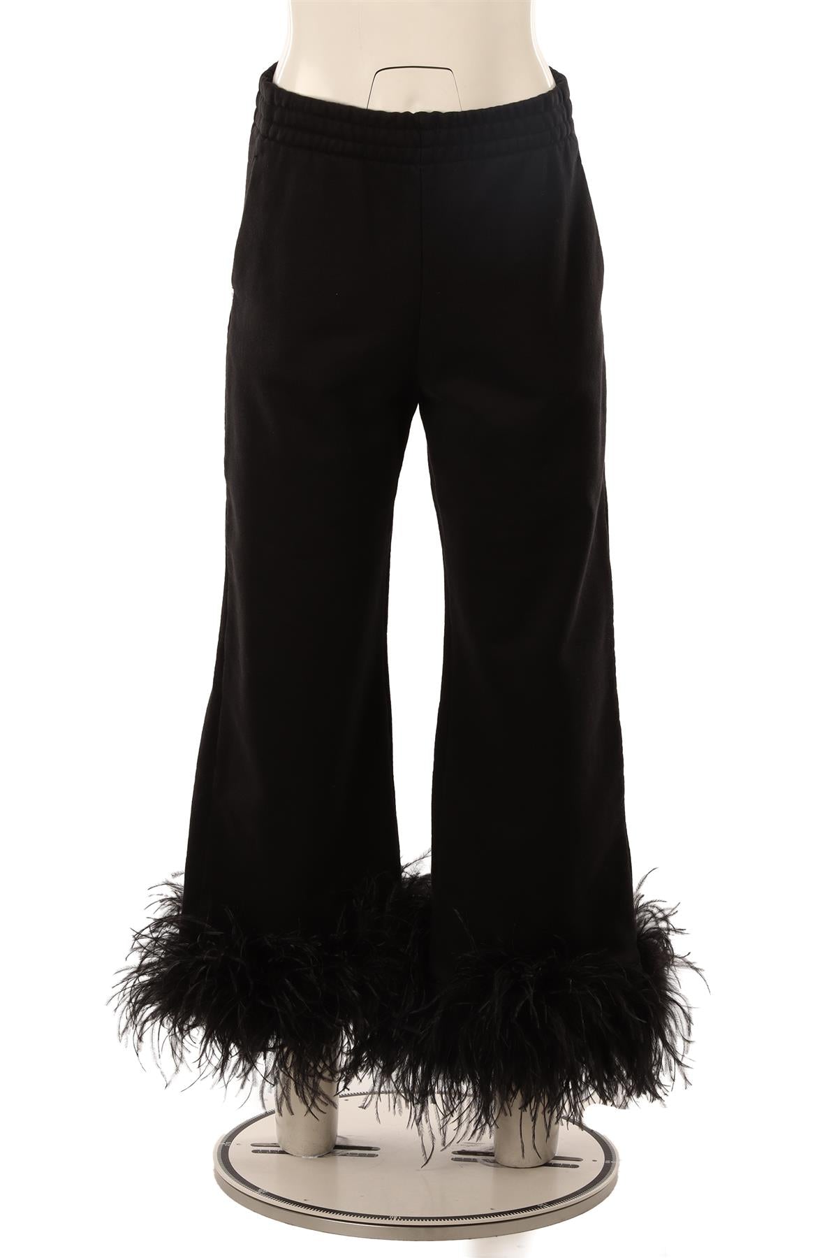 PRADA BLACK COTTON STRAIGHT LEG PANTS SMALL