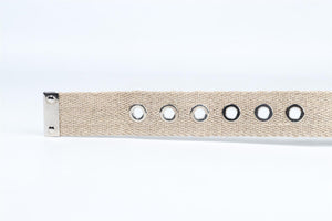 DOLCE & GABBANA BEIGE CANVAS AND LEATHER WAIST BELT 25.5-30 IN