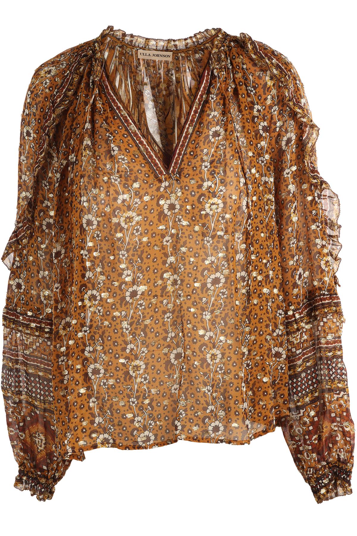 ULLA JOHNSON YELLOW SILK TOP US 2 UK 6