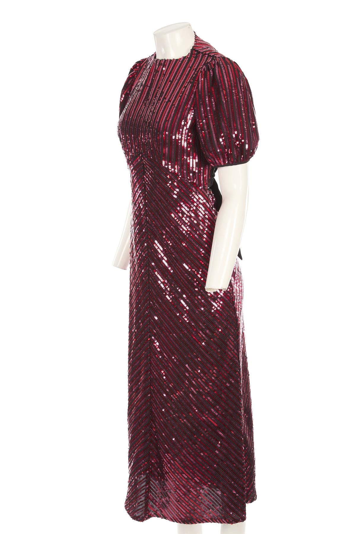 RIXO RED SEQUIN MIDI DRESS MEDIUM