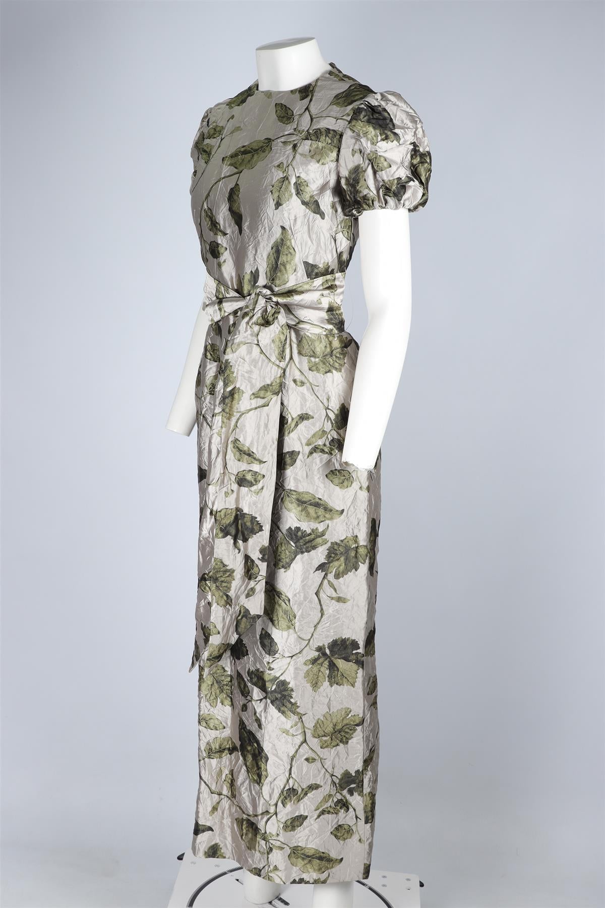 ERDEM GREY SATIN MAXI DRESS UK 8