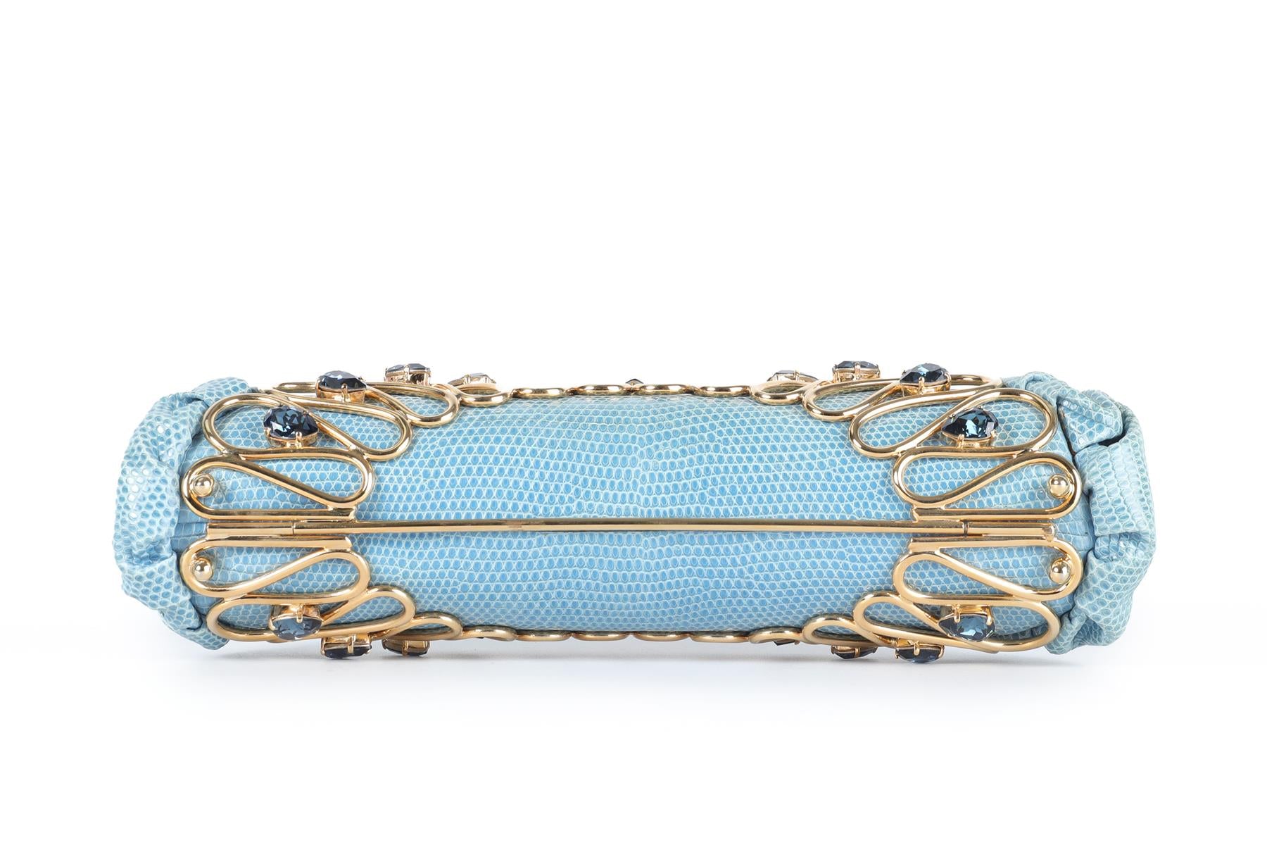 SHANA LONDON BLUE CRYSTAL AND PYTHON CLUTCH