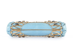 SHANA LONDON BLUE CRYSTAL AND PYTHON CLUTCH