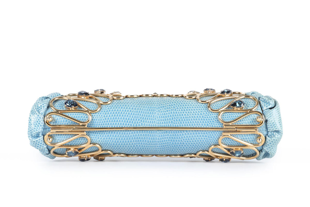 SHANA LONDON BLUE CRYSTAL AND PYTHON CLUTCH