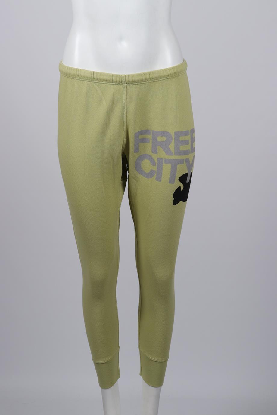 FREE CITY PRINTED COTTON TRACK PANTS MEDIUM