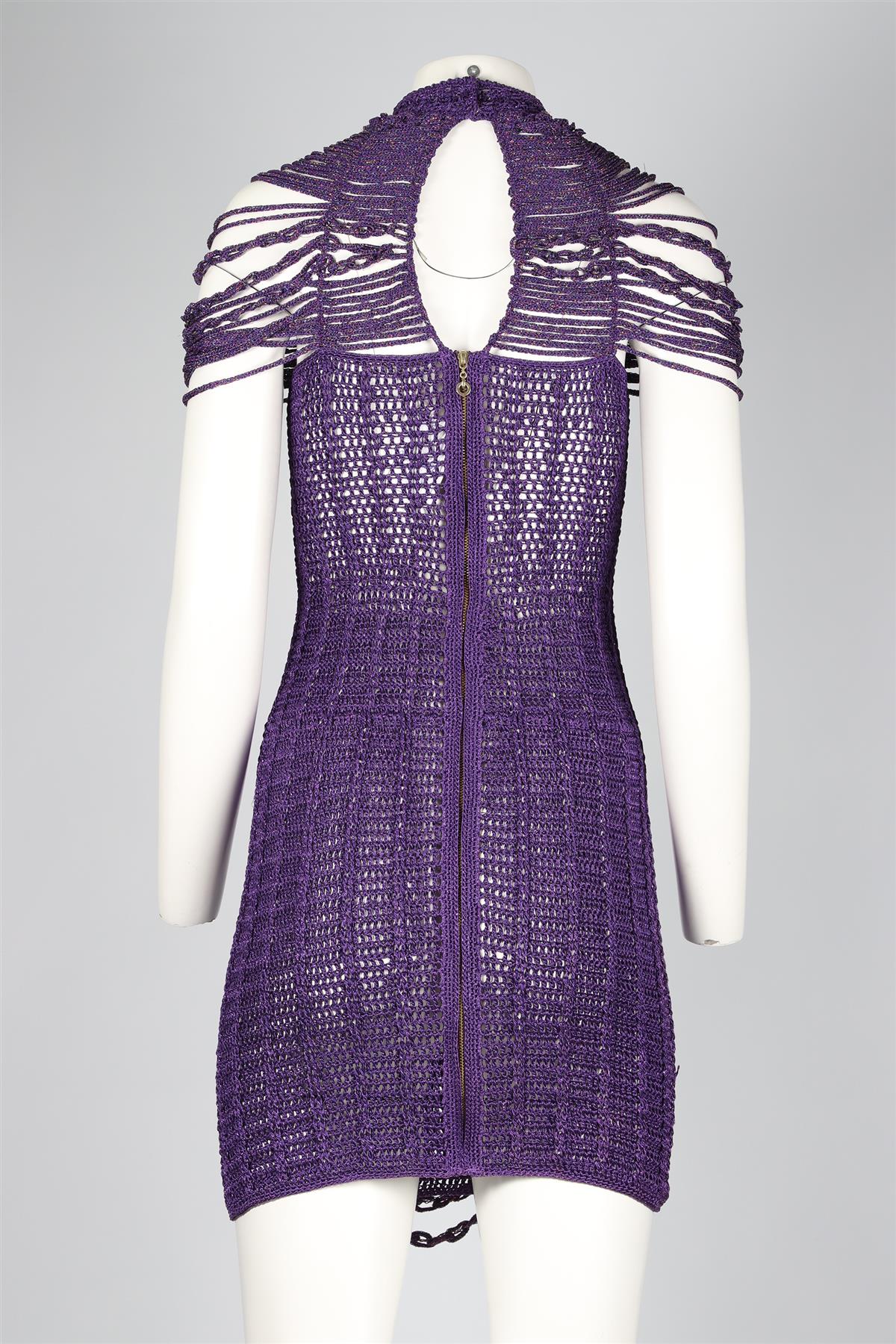 ANDREA ALMEIDA PURPLE CROCHET MINI DRESS SMALL