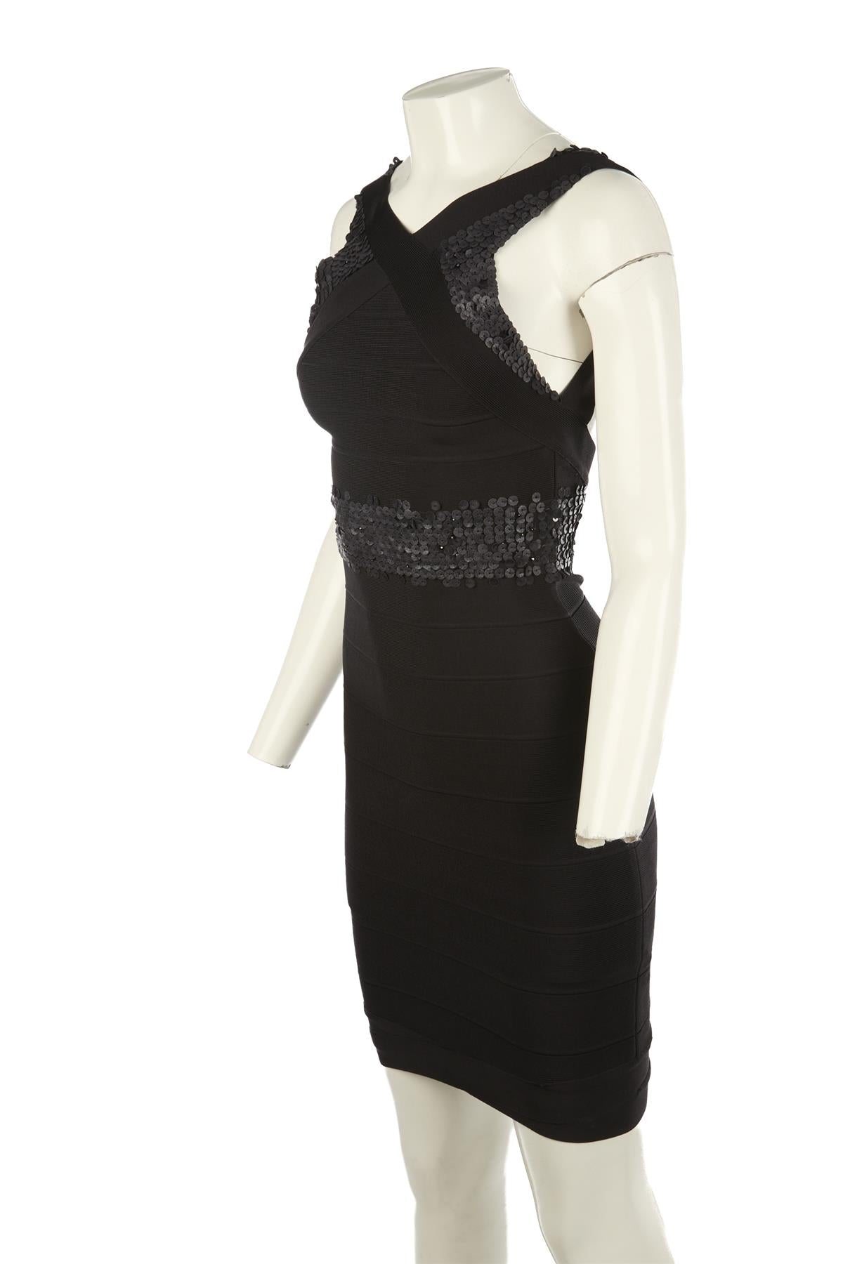 HERVE LEGER BLACK BANDAGE MINI DRESS SMALL