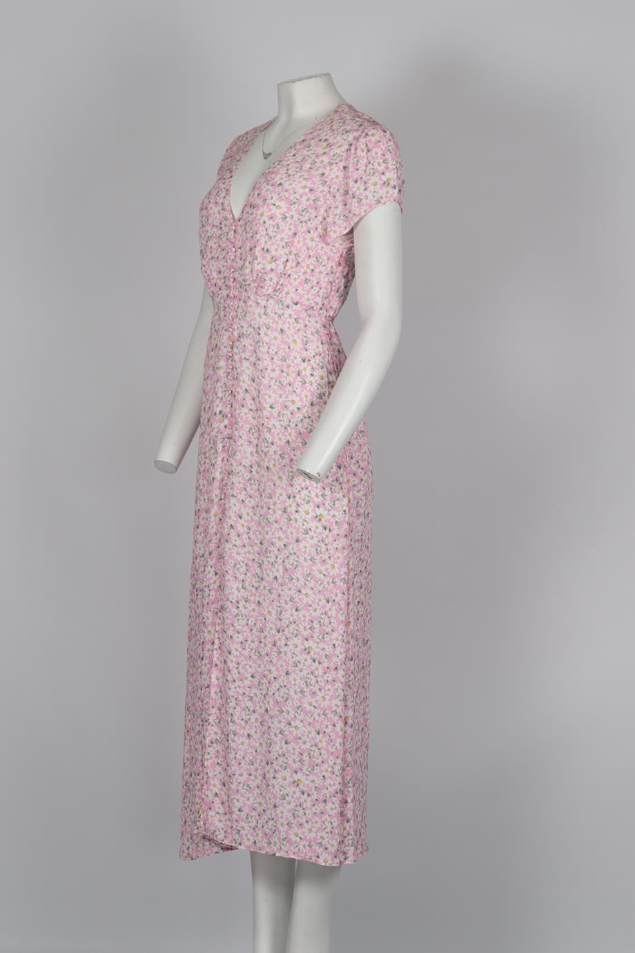 RIXO FLORAL PRINT CREPE MIDI DRESS UK 8