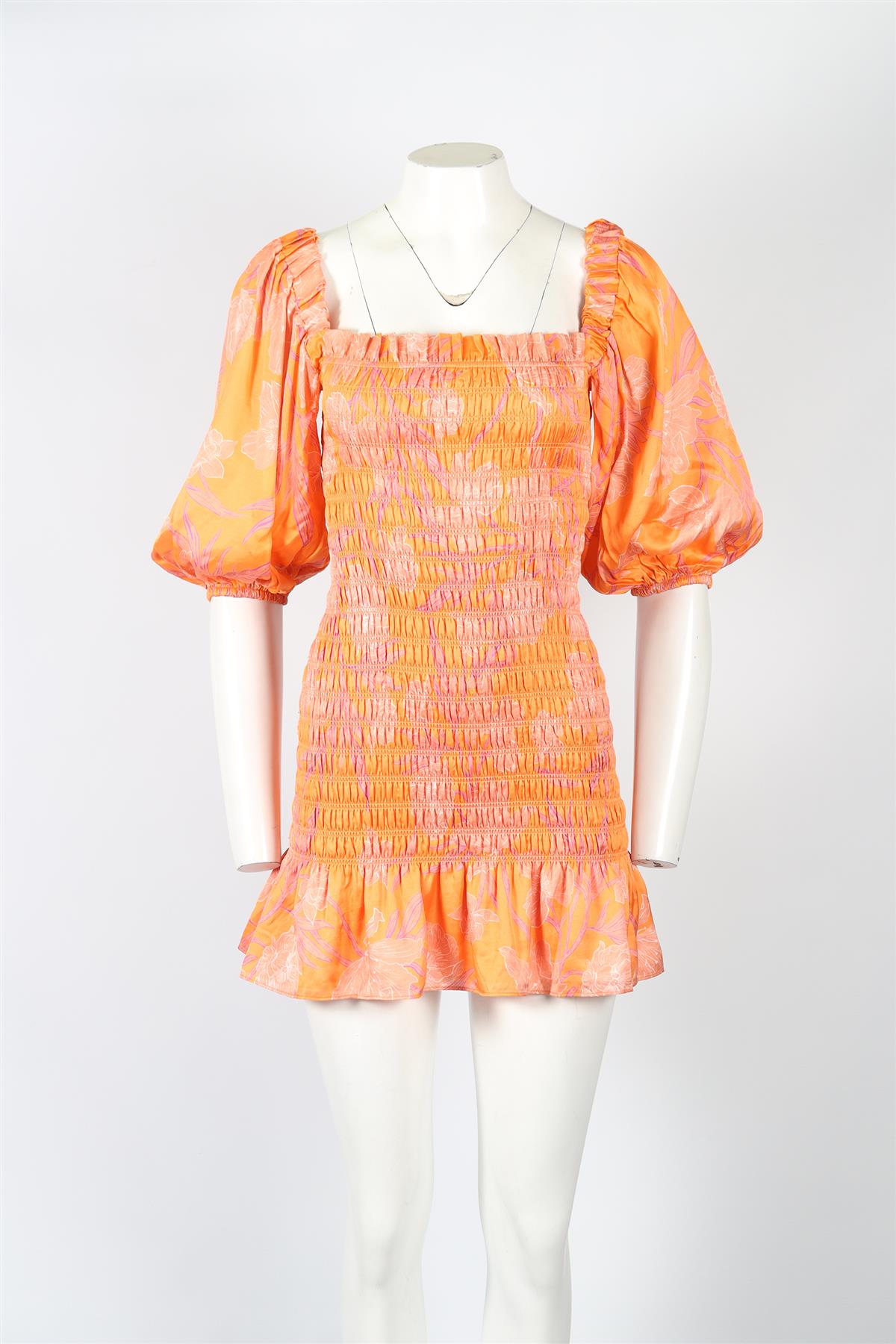 ALEXIS FLORAL PRINT SATIN MINI DRESS SMALL